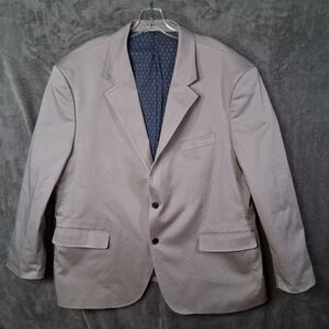Oak Hill Blazer Mens 2xl 50r 52r Beige Ivory Blue Palm Tree Lining